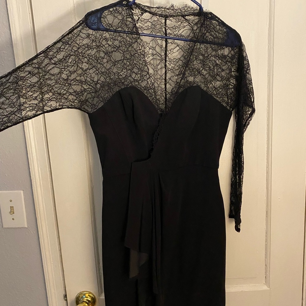 3/4 length sleeve short black dress with lace! Worn only once, great condition!